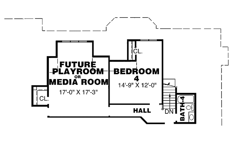 Architectural House Design - Floor Plan - Upper Floor for Traditional House Plan #34-242 - 4 bed, 3.5 bath
