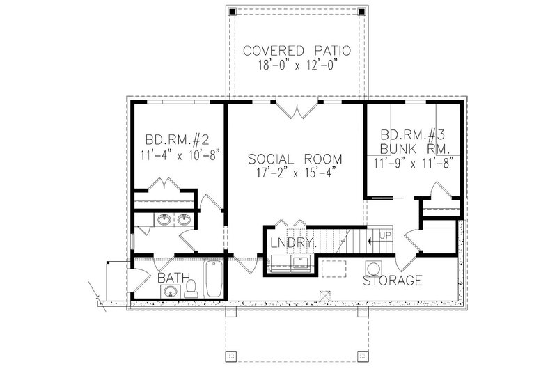 House Blueprint - Floor Plan - Upper Floor for Cottage House Plan #54-596 - 3 bed, 2 bath