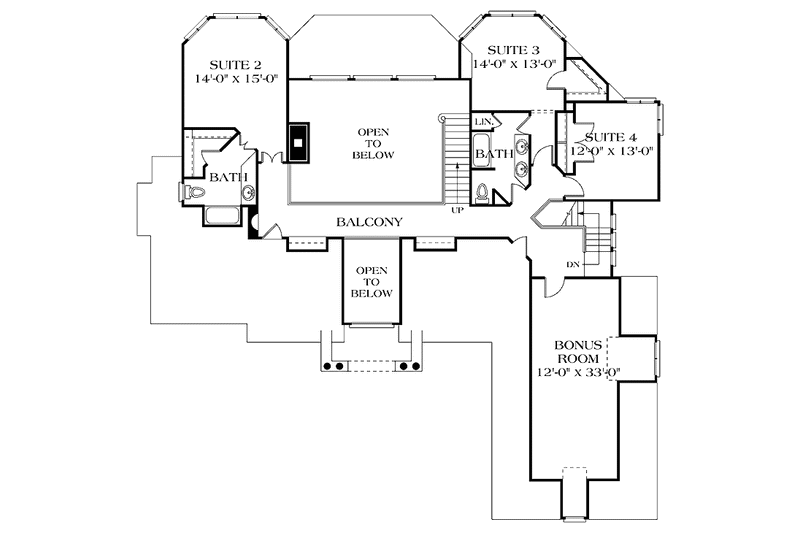 Architectural House Design - Floor Plan - Upper Floor for Mediterranean House Plan #453-178 - 4 bed, 3.5 bath