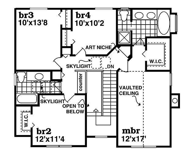 Colonial Floor Plan - Upper Floor Plan #47-388