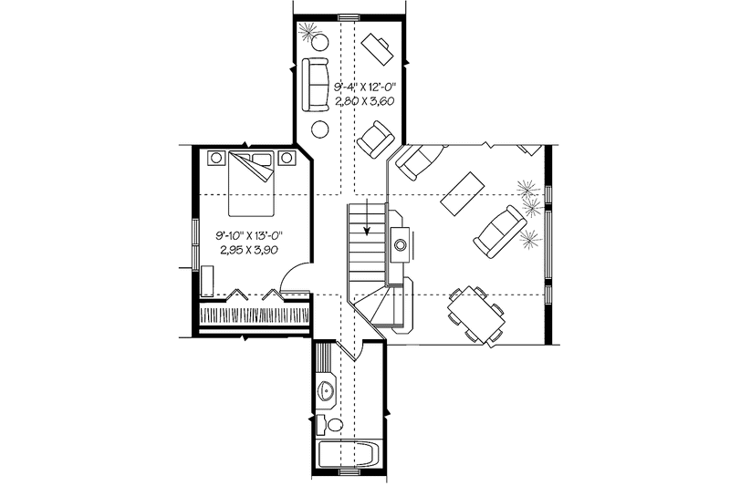 Home Plan - Floor Plan - Upper Floor for Country House Plan #23-2367 - 2 bed, 2 bath