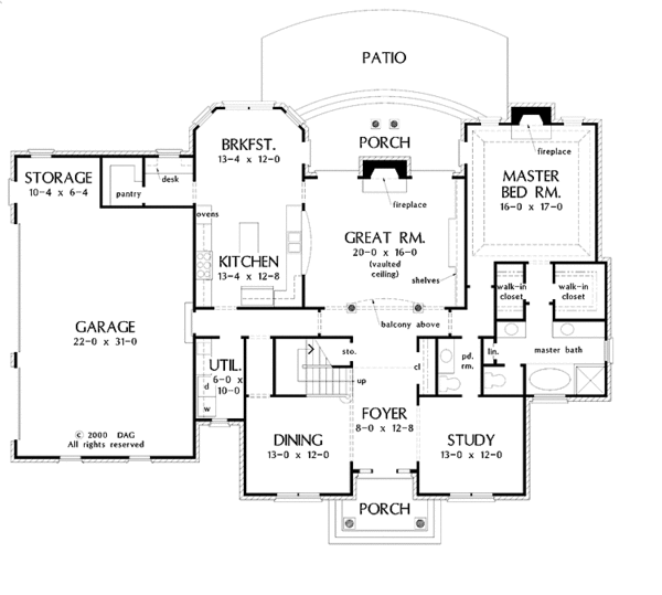 Architectural House Design - Colonial Floor Plan - Main Floor Plan #929-571