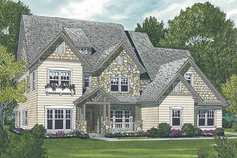 Dream House Plan - Exterior - Front Elevation 3 for Craftsman House Plan #453-557 - 4 bed, 3.5 bath