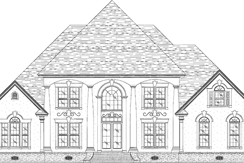 House Blueprint - Exterior - Front Elevation 3 for Classical House Plan #37-259 - 4 bed, 3.5 bath