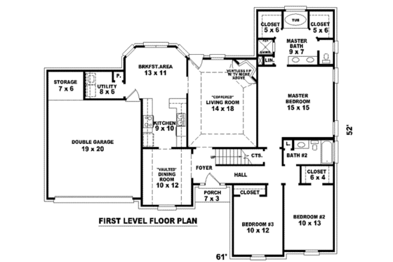 Floor Plan - Main Floor for European House Plan #81-868 - 3 bed, 2 bath