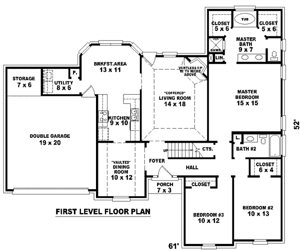 Floor Plan - Main Floor for European House Plan #81-868 - 3 bed, 2 bath