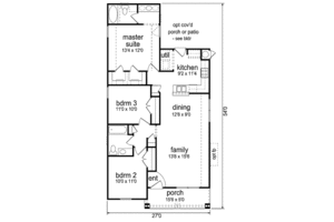 Floor Plan - Main Floor for Cottage House Plan #84-446 - 3 bed, 2 bath