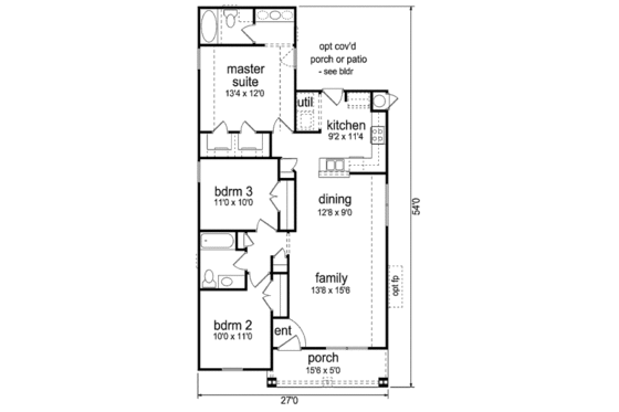 Floor Plan - Main Floor for Cottage House Plan #84-446 - 3 bed, 2 bath