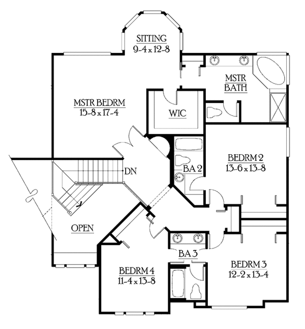 House Blueprint - Craftsman Floor Plan - Upper Floor Plan #132-494