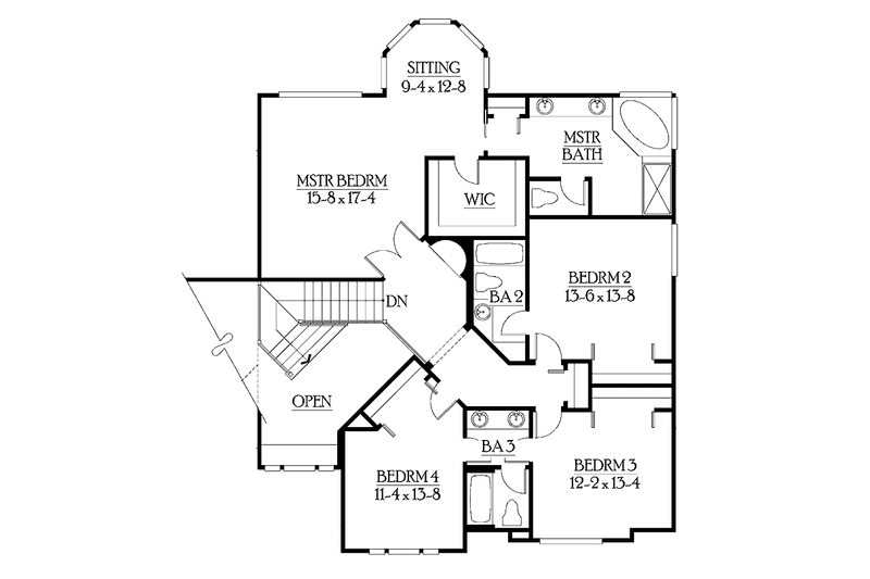 Dream House Plan - Floor Plan - Upper Floor for Craftsman House Plan #132-494 - 5 bed, 4.5 bath