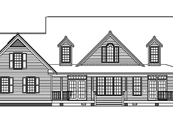 Exterior - Rear Elevation for Country House Plan #929-212 - 3 bed, 2.5 bath