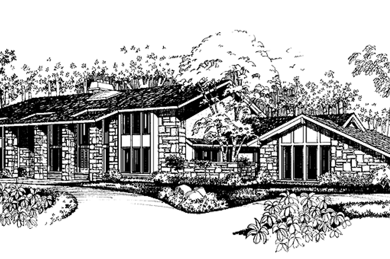 Home Plan - Exterior - Front Elevation 3 for Contemporary House Plan #72-872 - 4 bed, 3 bath