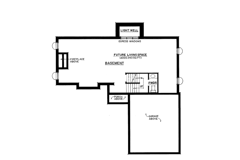 Architectural House Design - Floor Plan - Lower Floor for Country House Plan #1016-80 - 3 bed, 2.5 bath