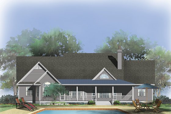 Exterior - Rear Elevation for Farmhouse House Plan #929-727 - 4 bed, 2 bath
