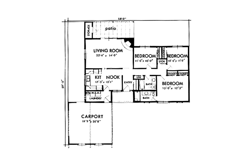 Dream House Plan - Floor Plan - Main Floor for Mediterranean House Plan #320-1383 - 3 bed, 2 bath