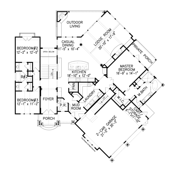 House Plan Design - Craftsman Floor Plan - Main Floor Plan #54-368