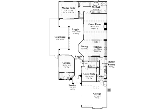 Floor Plan - Main Floor for Mediterranean House Plan #930-434 - 3 bed, 4 bath