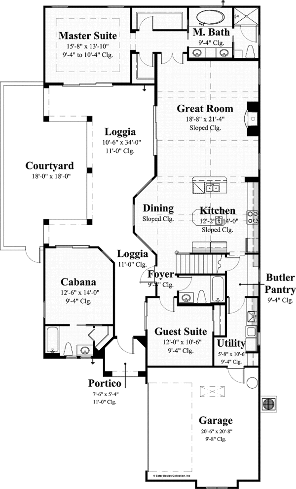 House Design - Mediterranean Floor Plan - Main Floor Plan #930-434