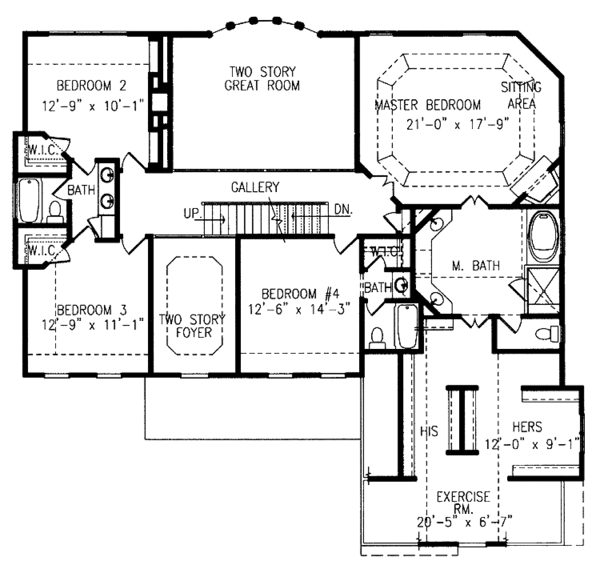 Architectural House Design - Colonial Floor Plan - Upper Floor Plan #54-224