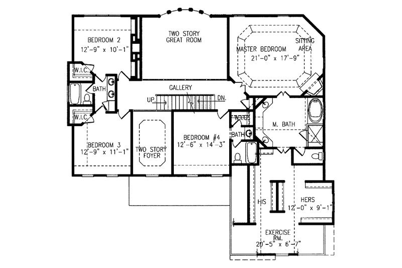 Home Plan - Floor Plan - Upper Floor for Colonial House Plan #54-224 - 5 bed, 4 bath