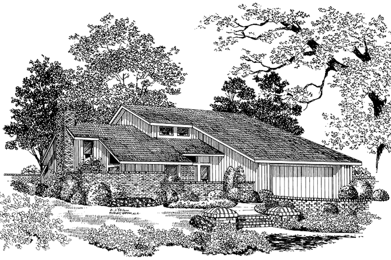 Home Plan - Contemporary Exterior - Front Elevation Plan #72-744