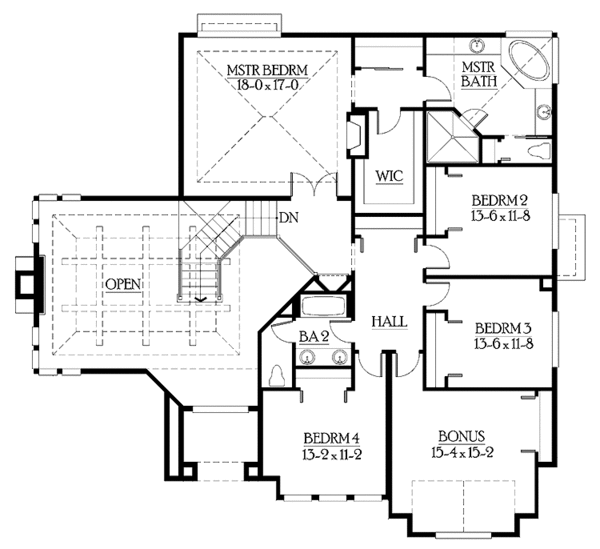 Dream House Plan - Craftsman Floor Plan - Upper Floor Plan #132-254