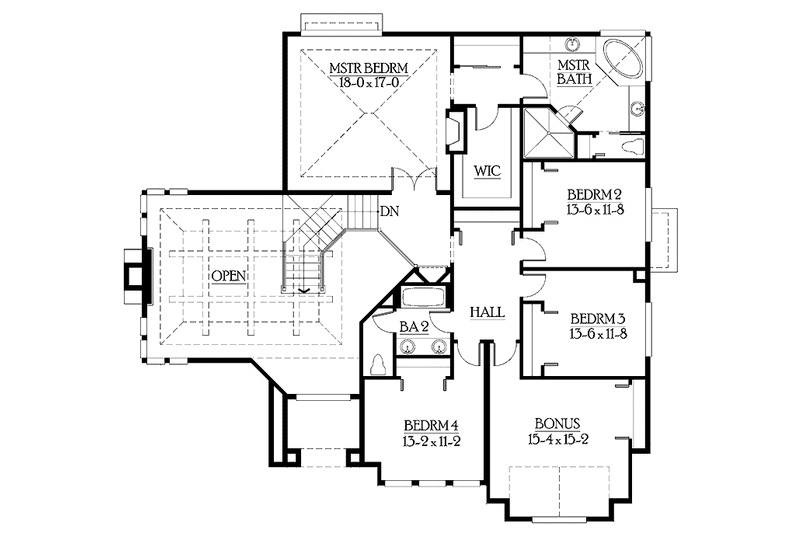 Home Plan - Floor Plan - Upper Floor for Craftsman House Plan #132-254 - 4 bed, 2.5 bath
