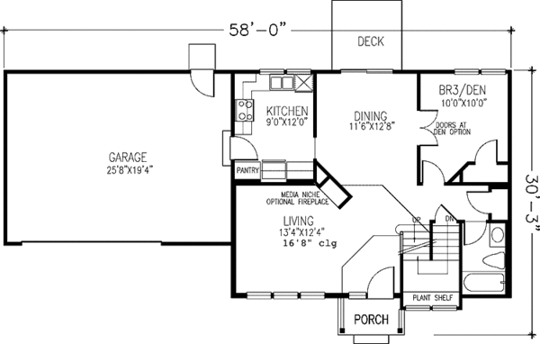 House Plan Design - Traditional Floor Plan - Main Floor Plan #320-1449
