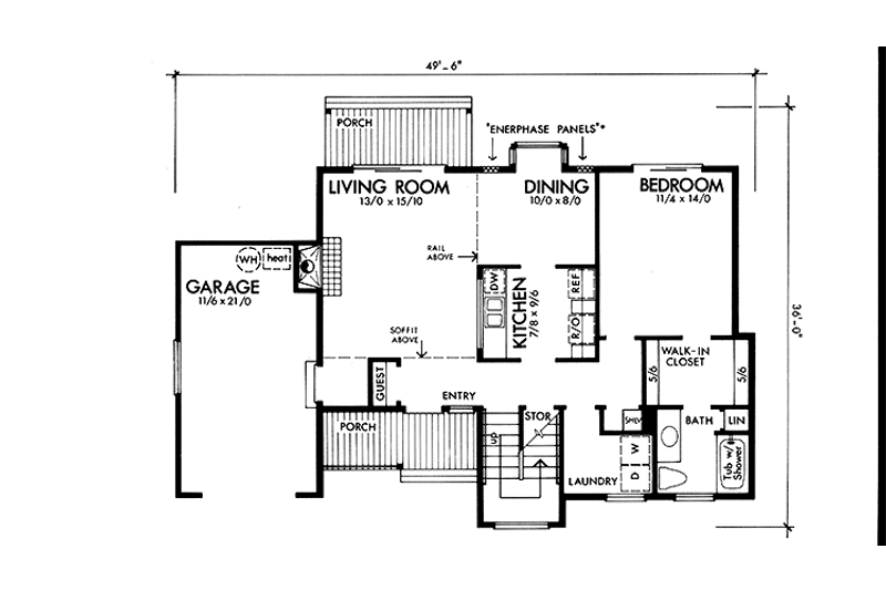 Home Plan - Floor Plan - Main Floor for Prairie House Plan #320-1253 - 2 bed, 2 bath