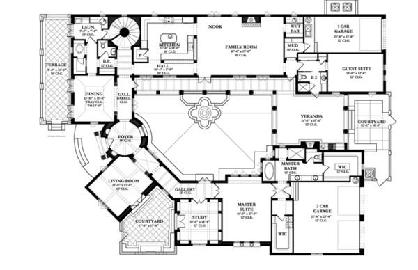 Mediterranean Floor Plan - Main Floor Plan #1058-10