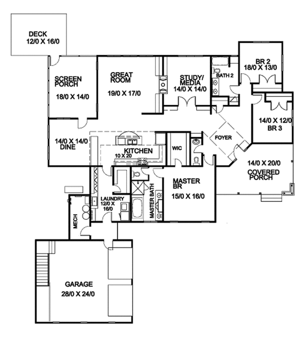 Dream House Plan - Prairie Floor Plan - Main Floor Plan #939-7