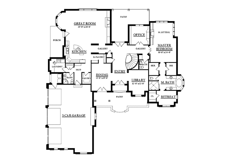 Home Plan - Floor Plan - Main Floor for Country House Plan #937-7 - 4 bed, 4.5 bath