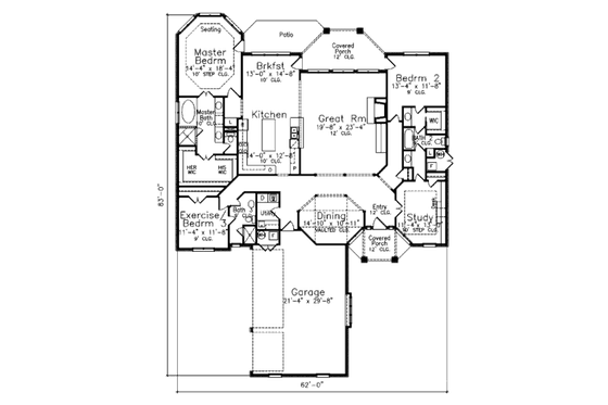 Floor Plan - Main Floor for Traditional House Plan #52-226 - 3 bed, 3 bath