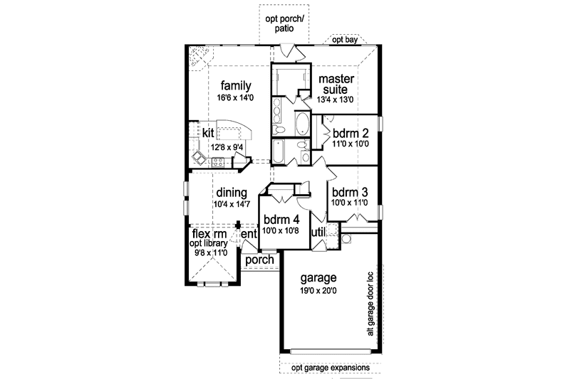 Home Plan - Floor Plan - Main Floor for Traditional House Plan #84-689 - 4 bed, 2 bath