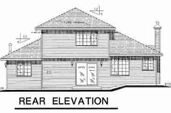 Exterior - Rear Elevation for Traditional House Plan #18-9318 - 4 bed, 3 bath