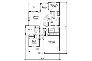 Floor Plan - Main Floor for Craftsman House Plan #20-2200 - 3 bed, 2 bath