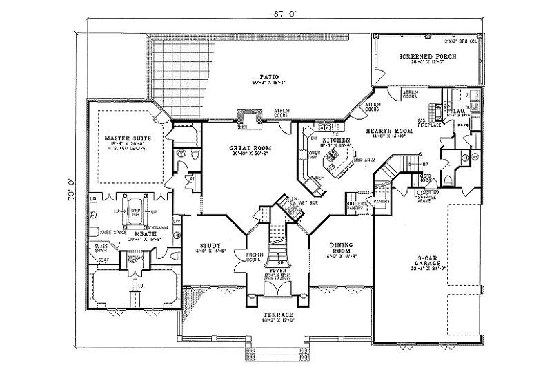 Dream House Plan - Floor Plan - Main Floor for European House Plan #17-250 - 4 bed, 5 bath