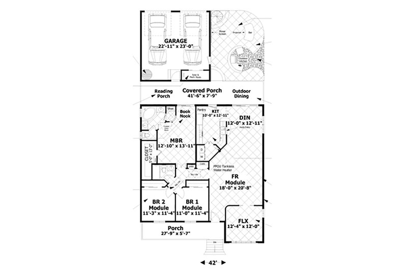 Home Plan - Floor Plan - Main Floor for Craftsman House Plan #56-629 - 3 bed, 2 bath