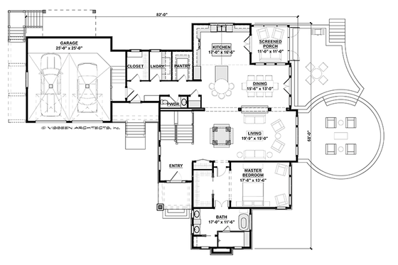 Floor Plan - Main Floor for Craftsman House Plan #928-280 - 3 bed, 3.5 bath