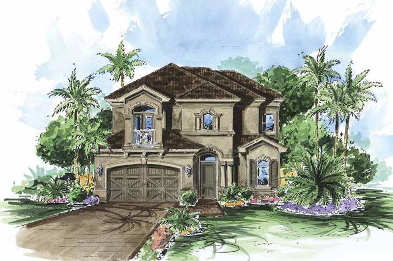 Home Plan - Exterior - Front Elevation 3 for Mediterranean House Plan #1017-91 - 3 bed, 3.5 bath