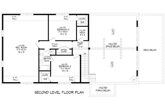 Floor Plan - Upper Floor for Southern House Plan #932-1006 - 3 bed, 2.5 bath