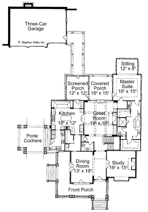 Architectural House Design - Colonial Floor Plan - Main Floor Plan #429-432