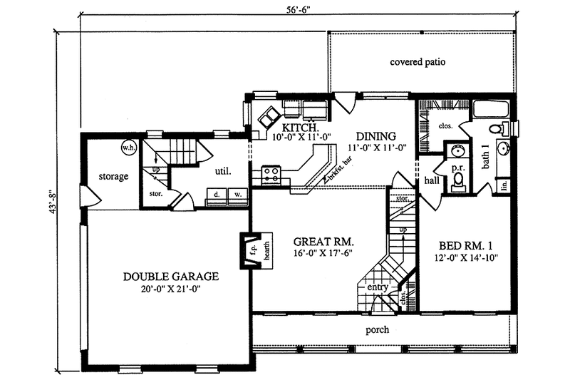 Dream House Plan - Floor Plan - Main Floor for Country House Plan #42-694 - 4 bed, 2.5 bath