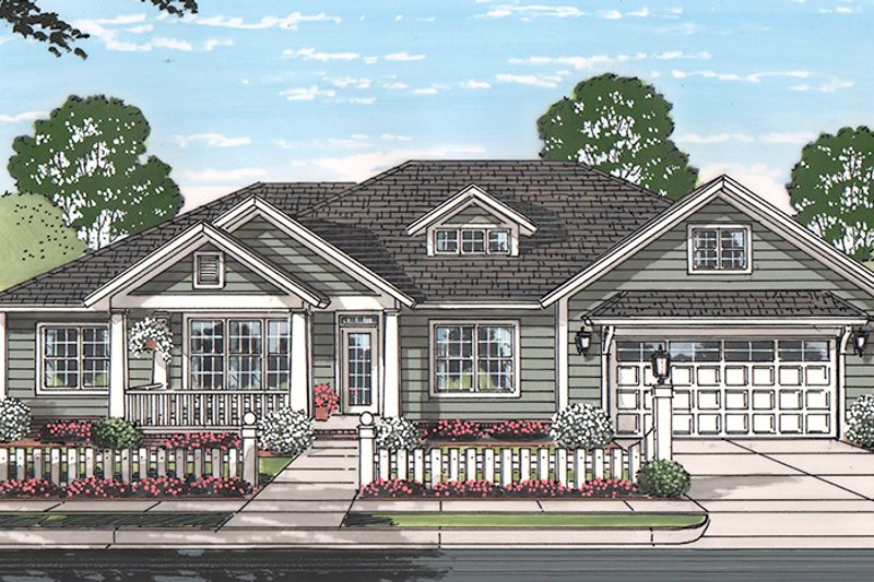 Home Plan - Exterior - Front Elevation 3 for Ranch House Plan #513-2160 - 3 bed, 2 bath