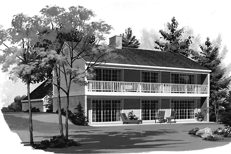 House Blueprint - Exterior - Rear Elevation for Country House Plan #72-748 - 4 bed, 2.5 bath