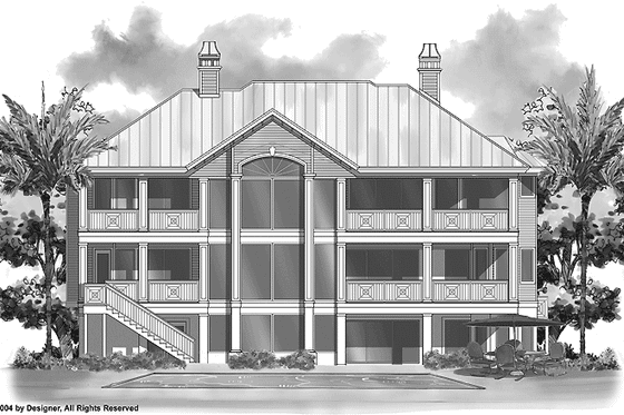 Exterior - Rear Elevation for Mediterranean House Plan #930-135 - 3 bed, 3.5 bath