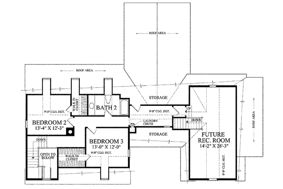 Floor Plan - Upper Floor for Colonial House Plan #137-344 - 3 bed, 2.5 bath