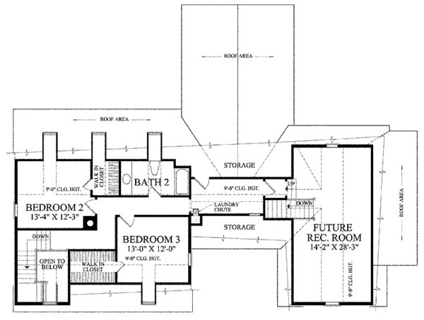 Colonial Floor Plan - Upper Floor Plan #137-344
