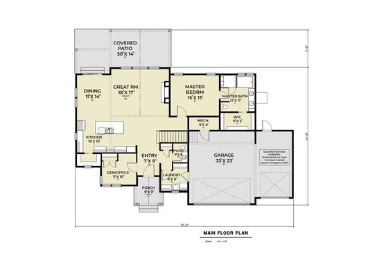 Floor Plan - Main Floor for Farmhouse House Plan #1070-197 - 4 bed, 2.5 bath