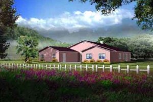 Adobe / Southwestern Exterior - Front Elevation Plan #1-727
